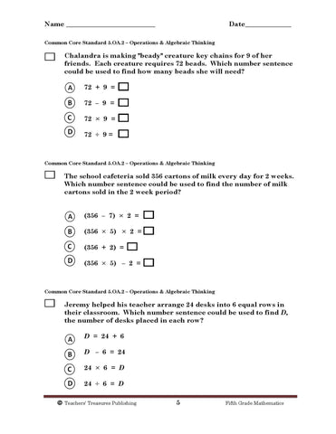 5th Grade Arizona Common Core Math - TeachersTreasures.com