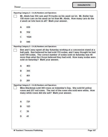 3rd Grade STAAR Math Test Prep - TeachersTreasures.com
