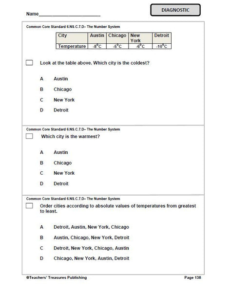 6th Grade Vermont Common Core Math - TeachersTreasures.com | Teachers ...