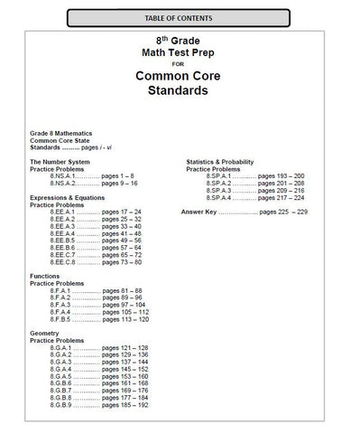 8th Grade Washington Common Core Math - TeachersTreasures.com