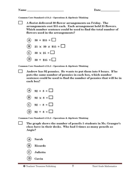 4th Grade Arkansas Common Core Math - TeachersTreasures.com | Teachers ...